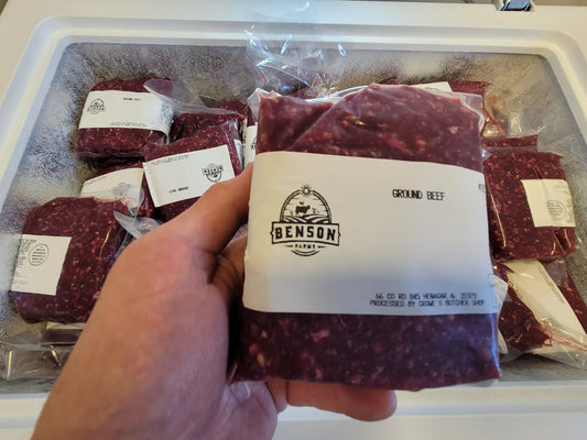 Premium Ground Beef: 45lb Box -2023 Fall Harvest  Benson Farms   